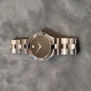Movado Silver Black Sophisticated Jewelry